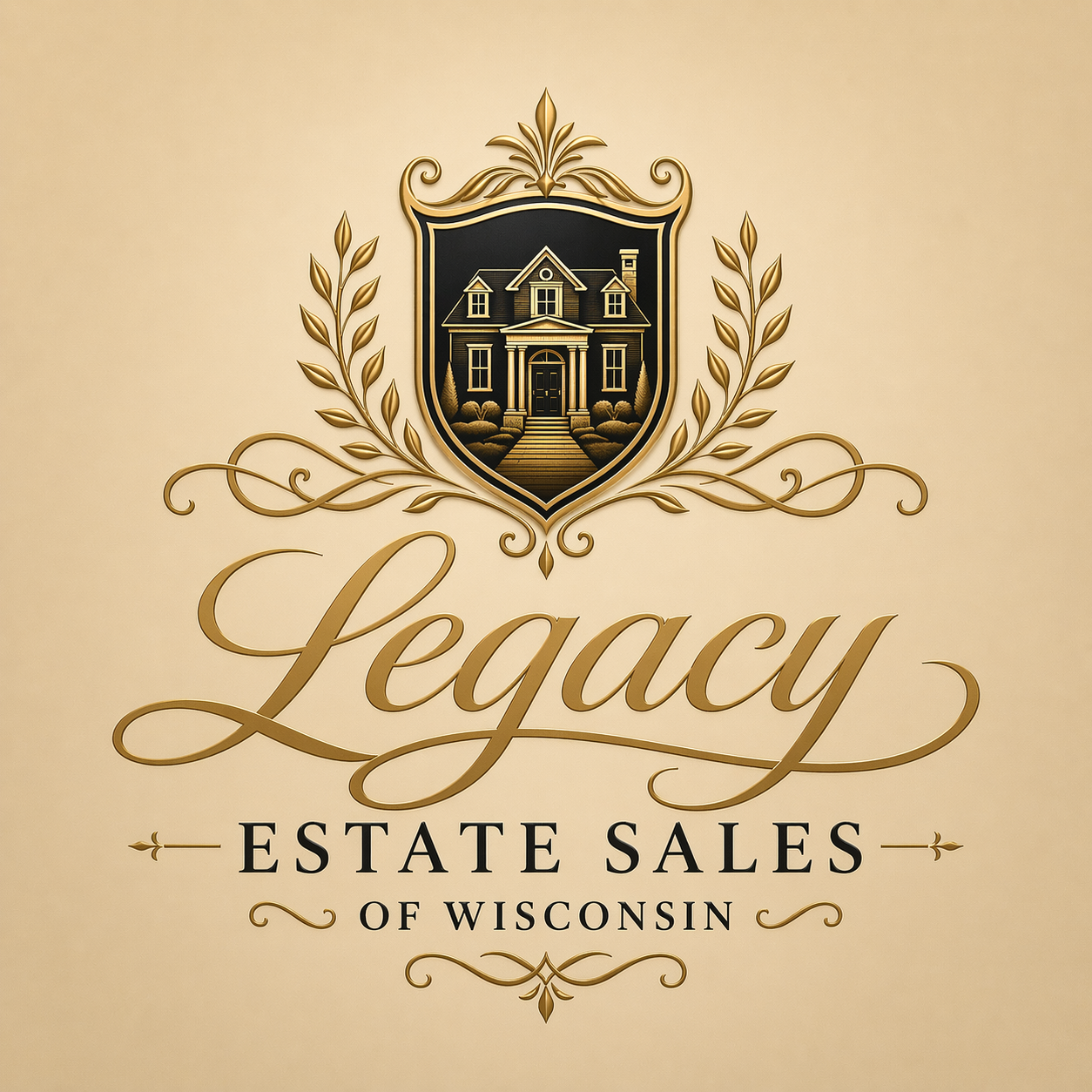 A bright, tidy estate sale display with carefully arranged antique furniture and organized items