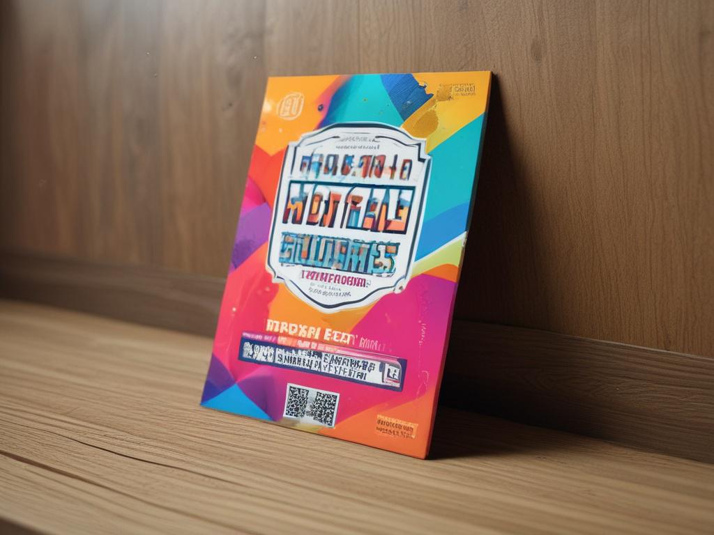 A hyper realistic close up shot of a colorful promotional