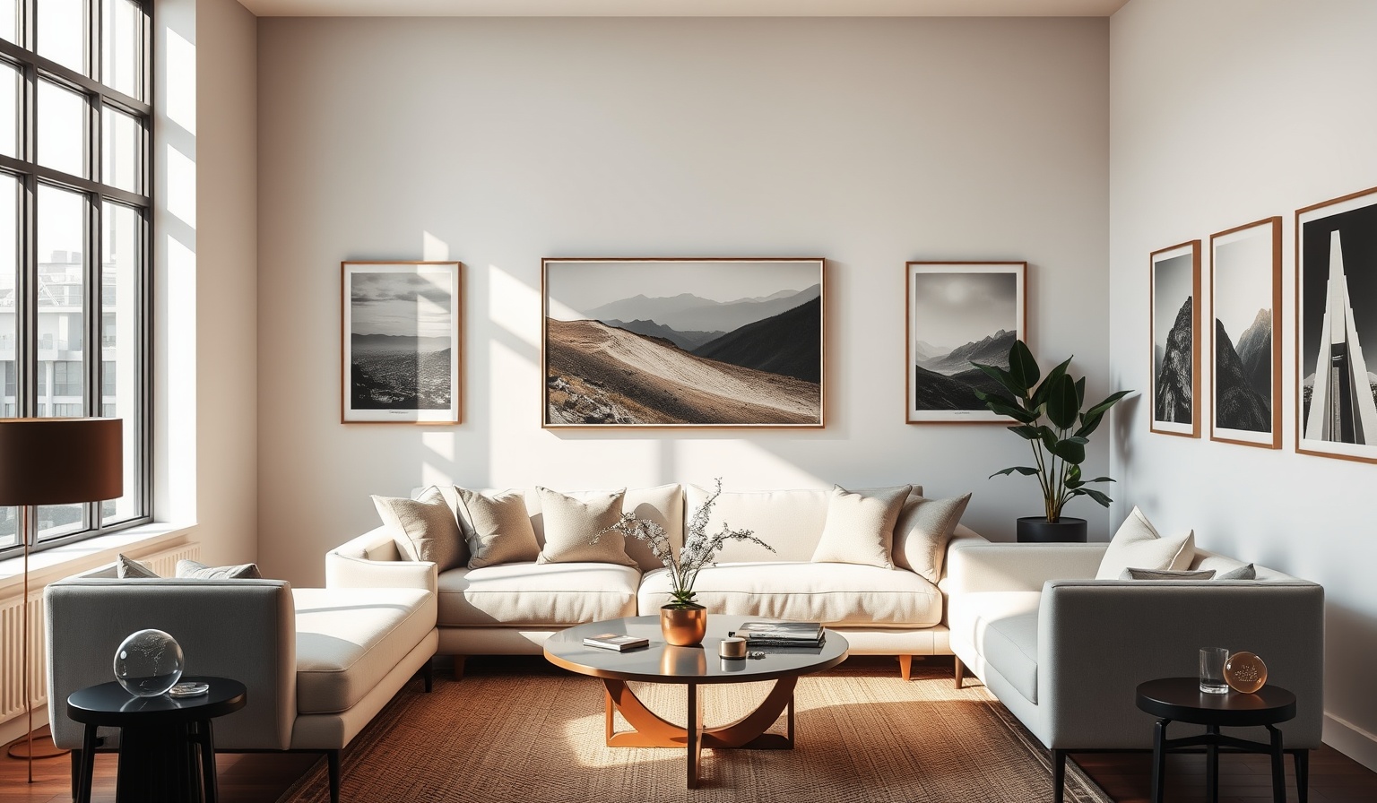 Modern living room with premium posters