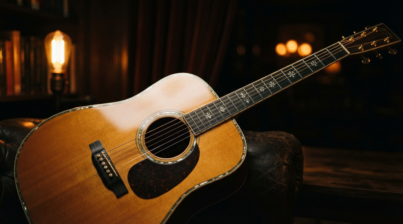 Violão acústico em ambiente sofisticado
