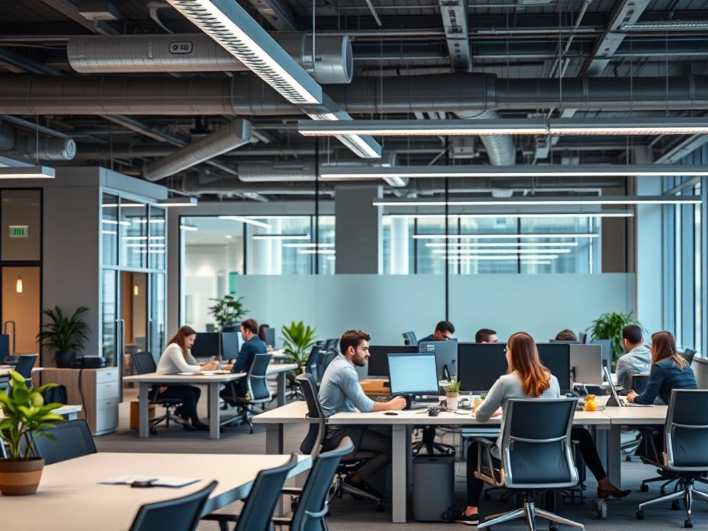 A modern office space showcasing a well optimized layout, with