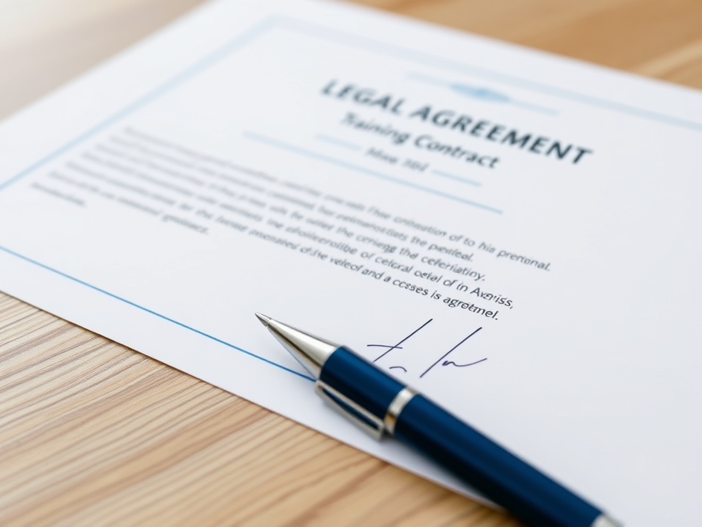 Professional training agreement document with signature