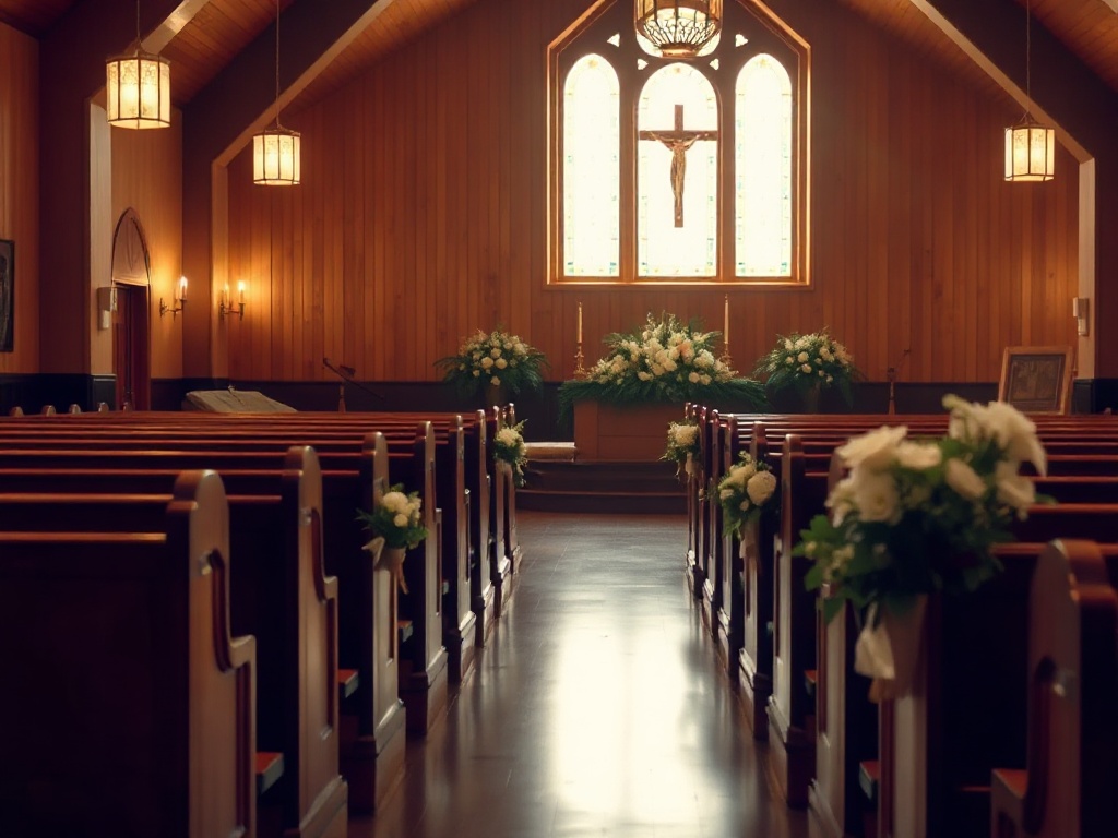 Funeral service in a quiet chapel