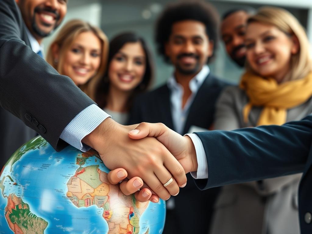 A close up shot of business professionals shaking hands over