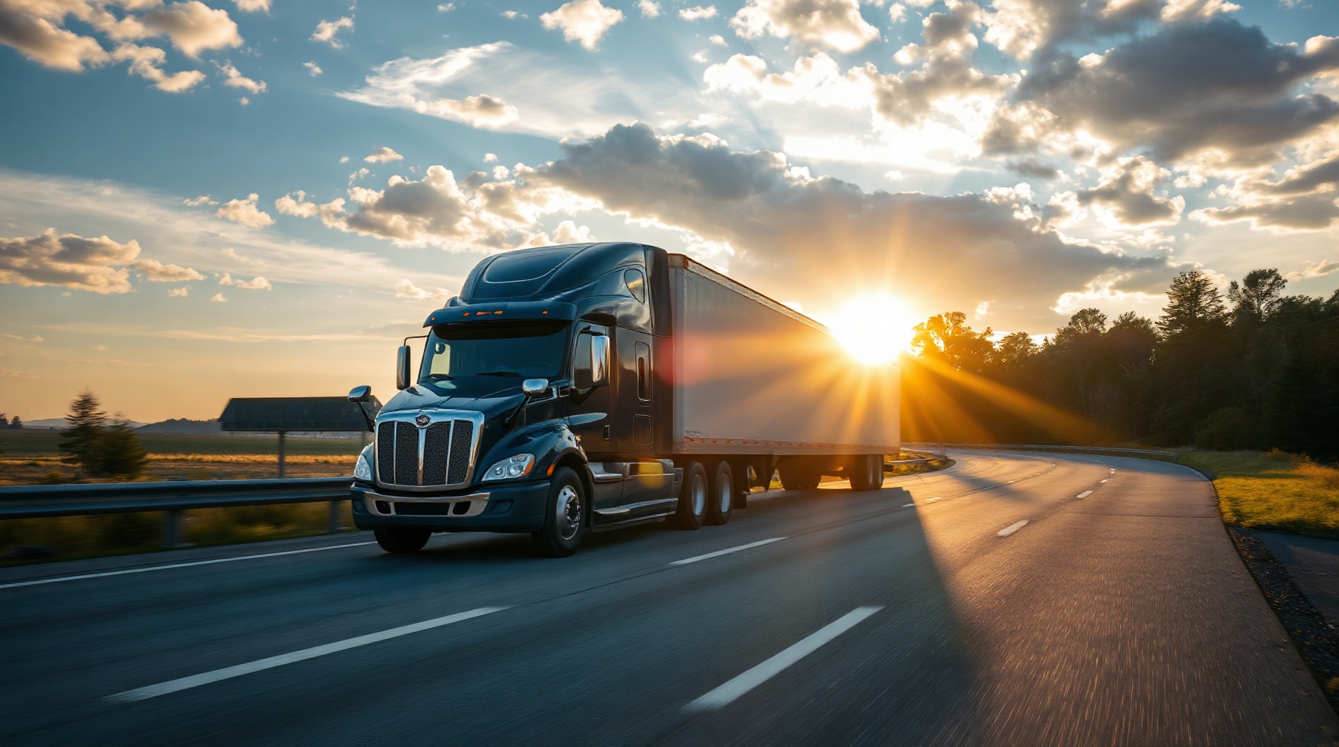Professional trucking on highway