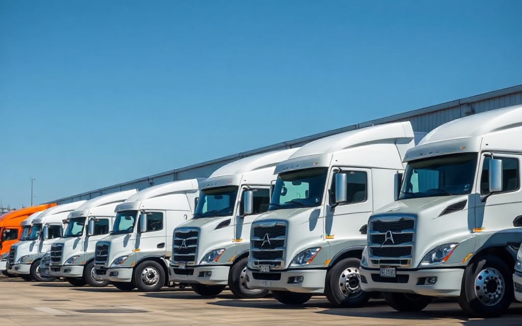 Modern ONETA-JA commercial truck fleet at logistics facility