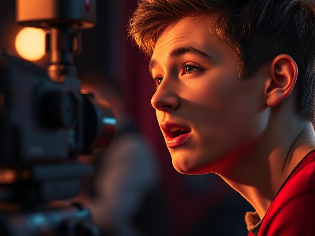 A hyper realistic close up shot of a film audition