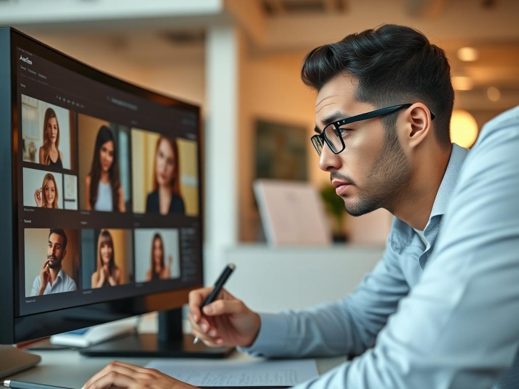 A close up shot of a professional looking at audition