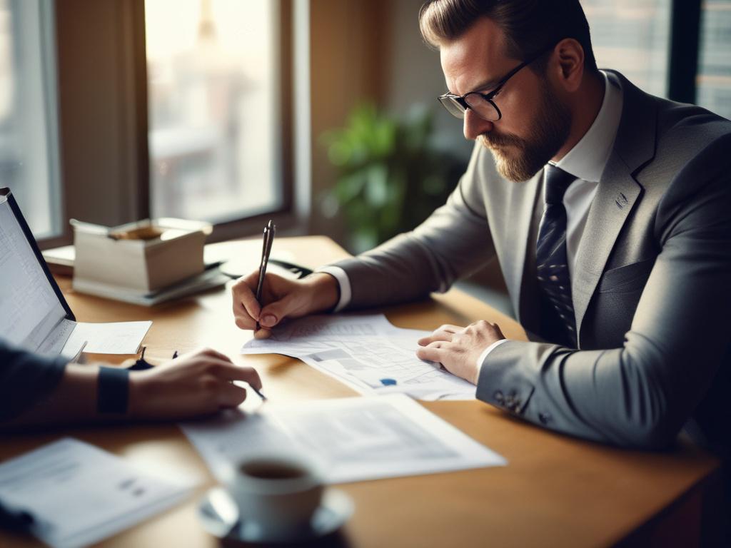 A close up shot of two business consultants discussing a