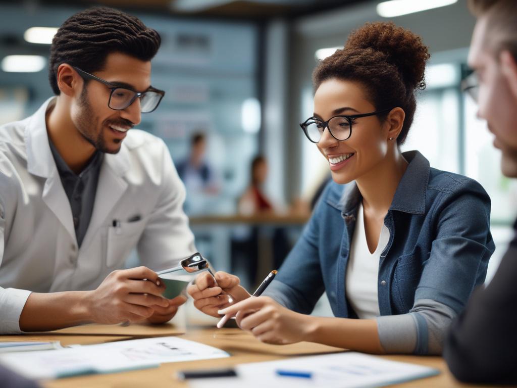 A close up image of a trainer engaging with a