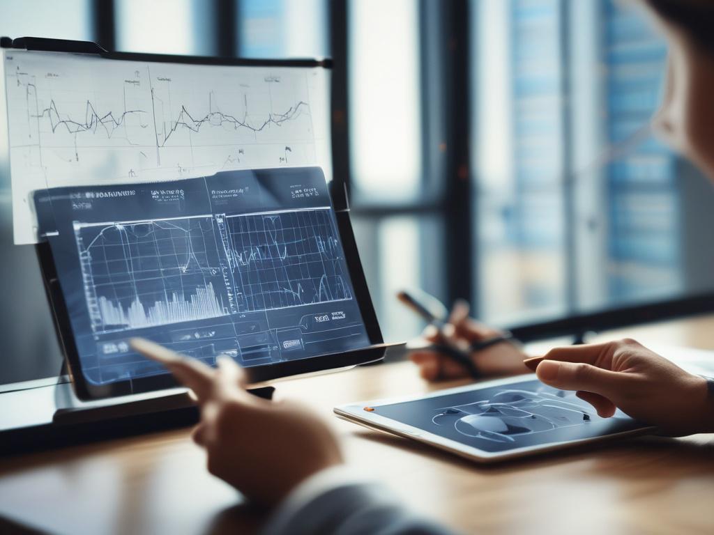 A close up shot of a business professional analyzing data