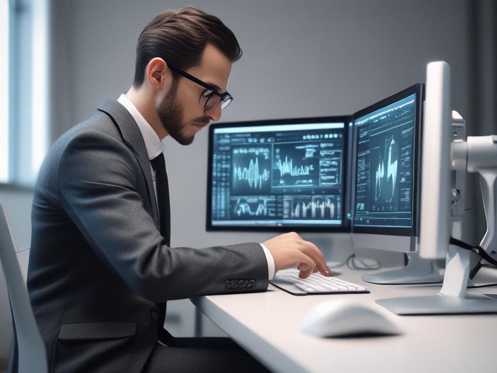 A close up shot of a technology expert setting up