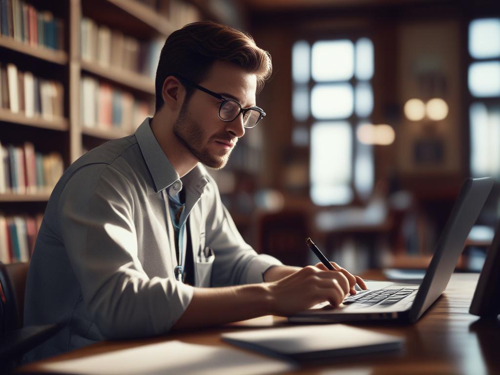 A close up shot of a researcher sitting at a