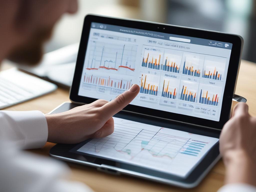 A close up shot of a professional financial analyst reviewing