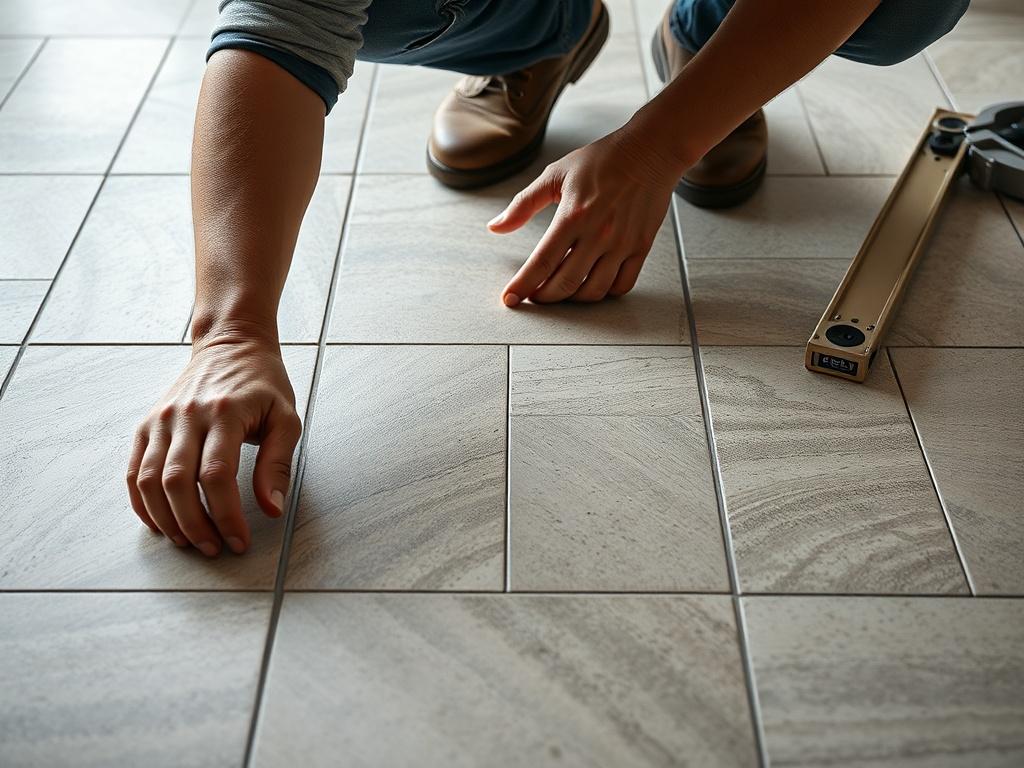 A hyper realistic close up image of a skilled tile