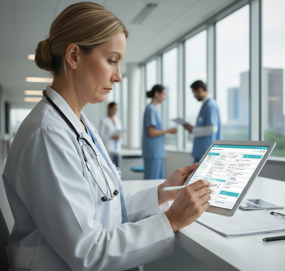 Nurse using healthcare App