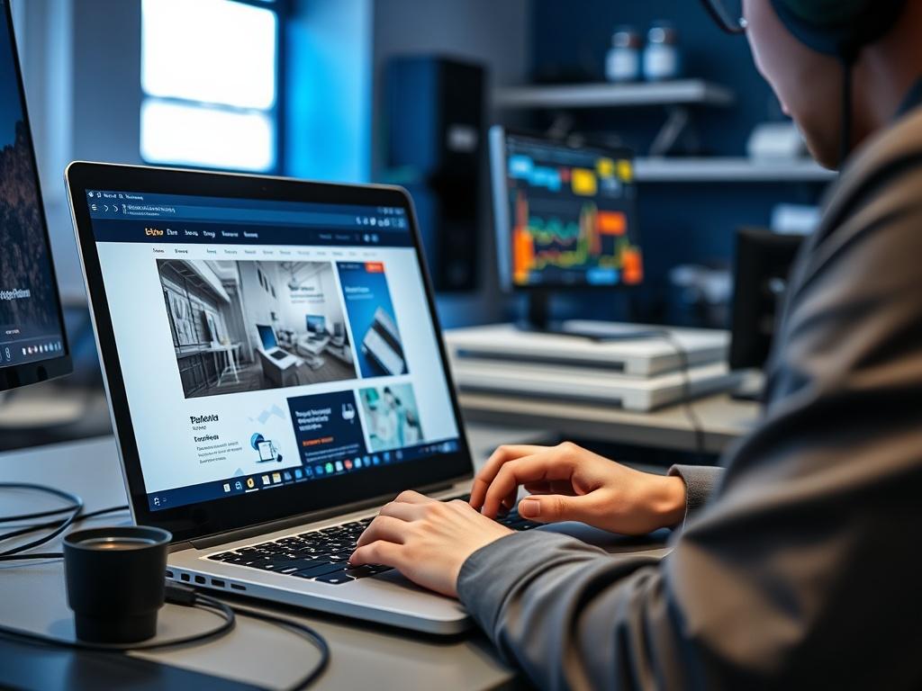 A close up of a professional web developer working on