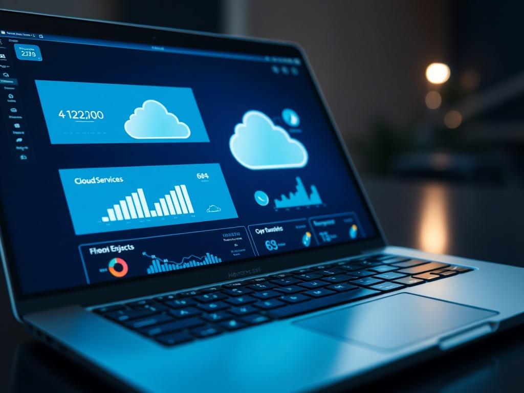 A high resolution close up of a cloud computing interface