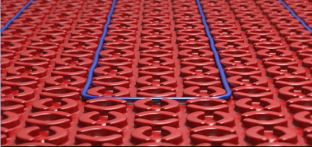 Electric underfloor heating installation in Coventry with decoupling mat prepared for tile floor finish.