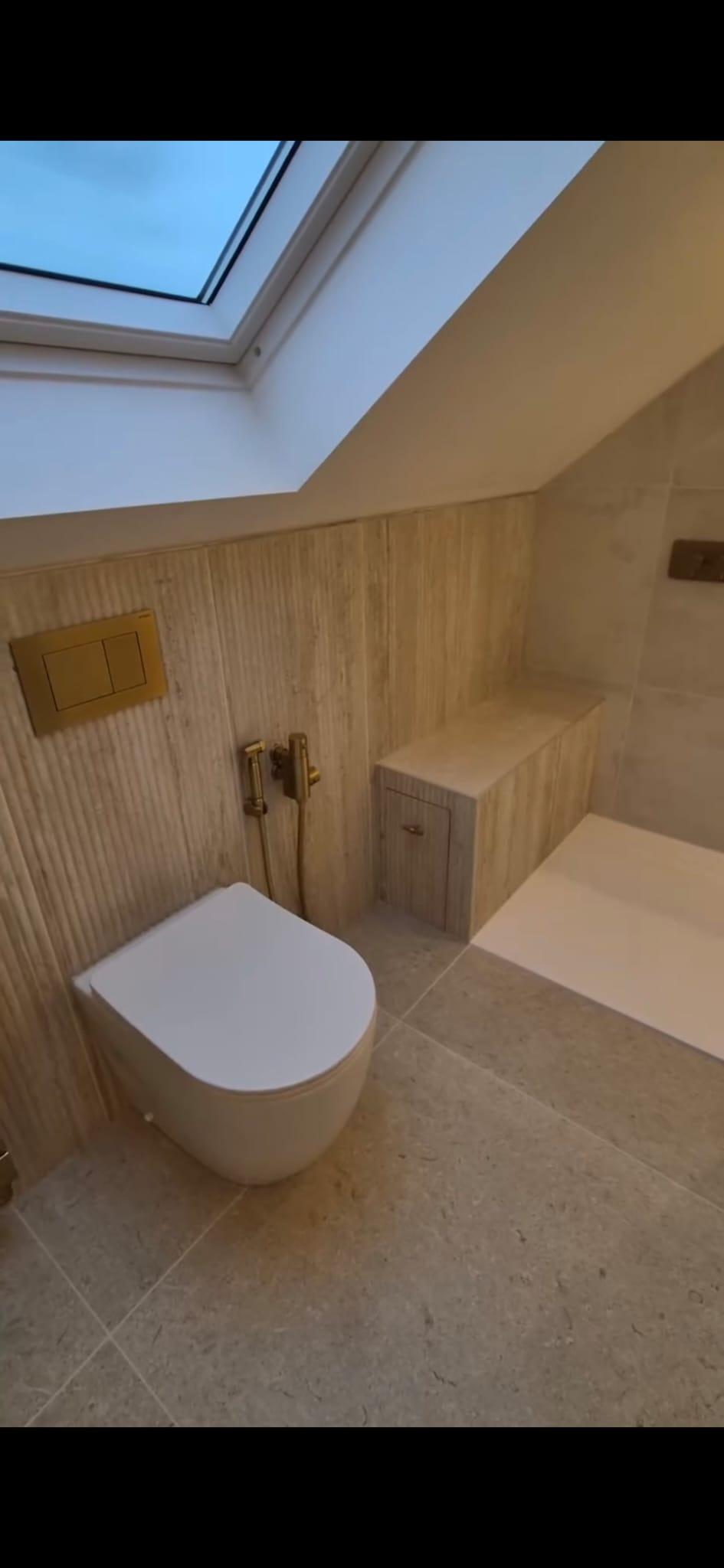 Bamboo effect wall tiles fitted by Coventry Tiling