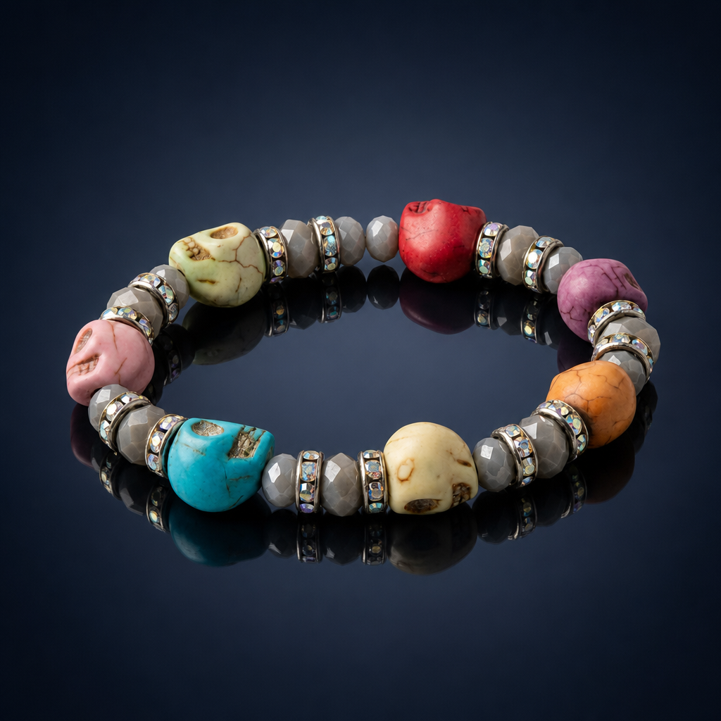 Rainbow Grey Skull Bracelet