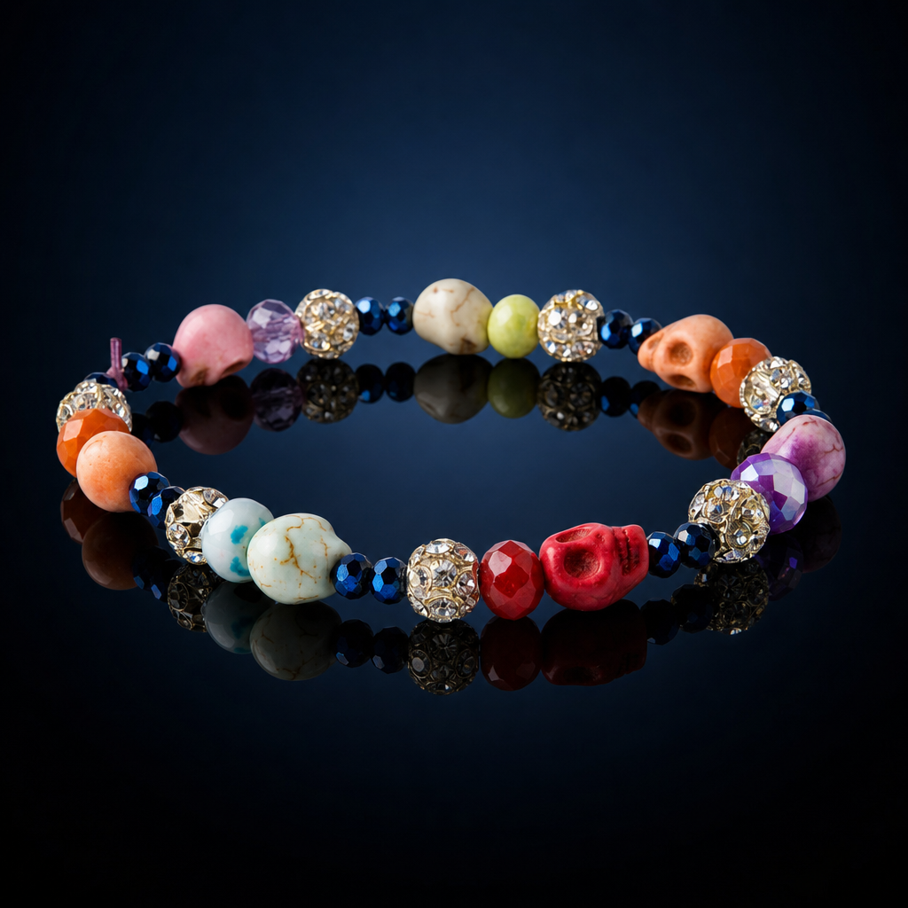 Rainbow Ball Skull Bracelet