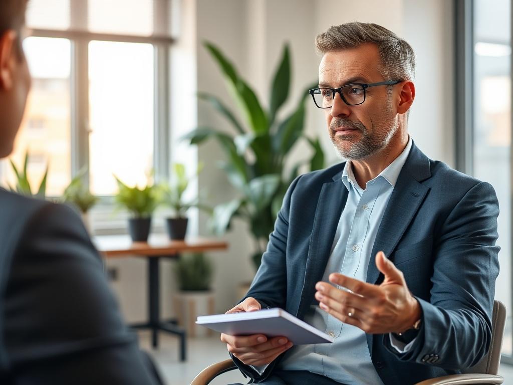 A hyper realistic close up shot of a business consultant