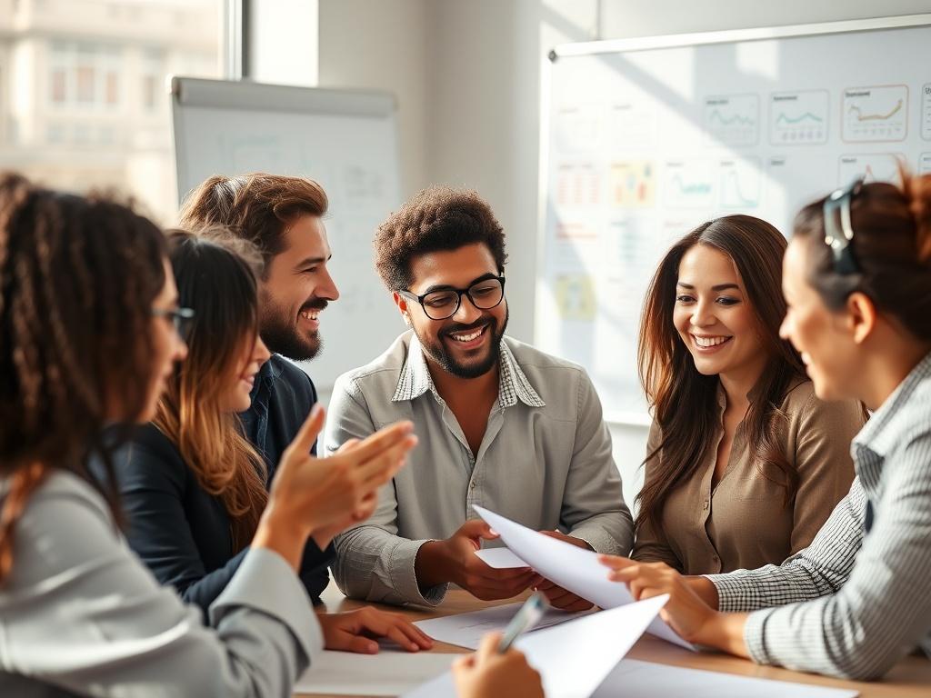 A close up shot of a diverse group of professionals