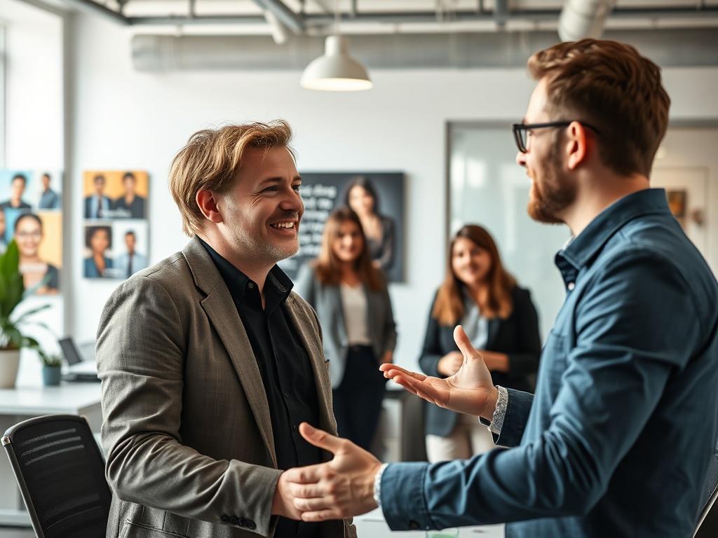 A close up image capturing a new employee receiving a