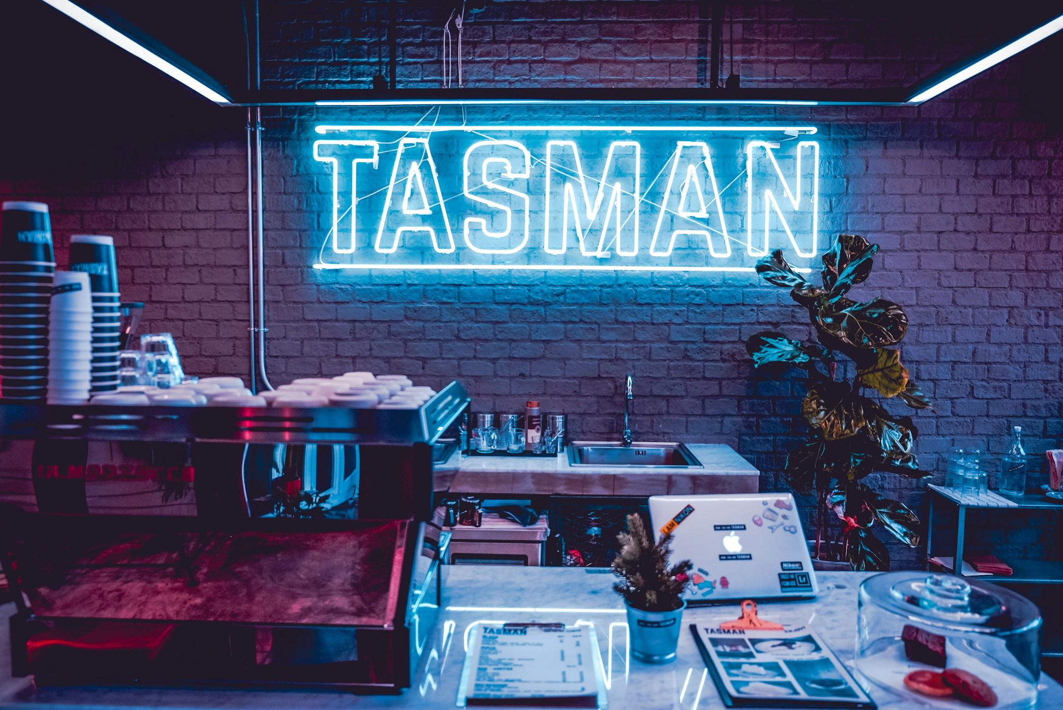 TASMAN Coffee Cart neon lights