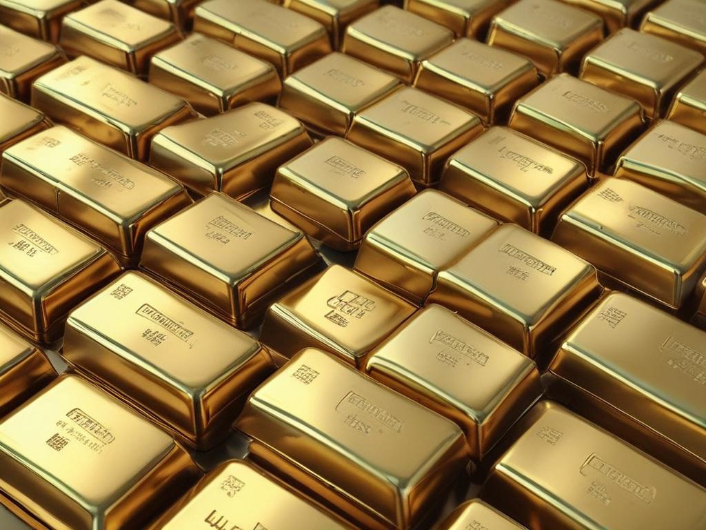 close up shot of gold bars on a reflective surface,