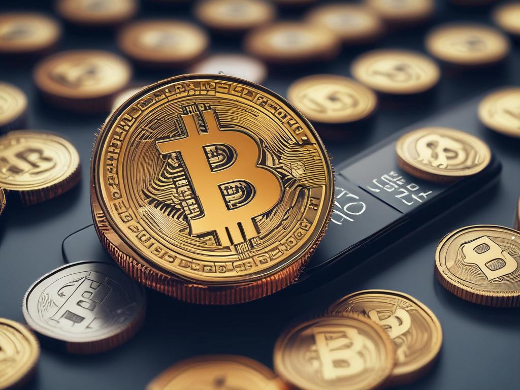 close up shot of a Bitcoin on a digital screen,