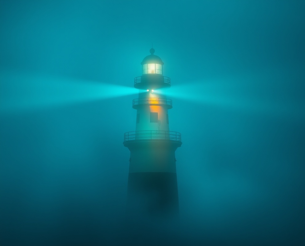 Lighthouse cutting through fog - metaphor for clarity amid stigma