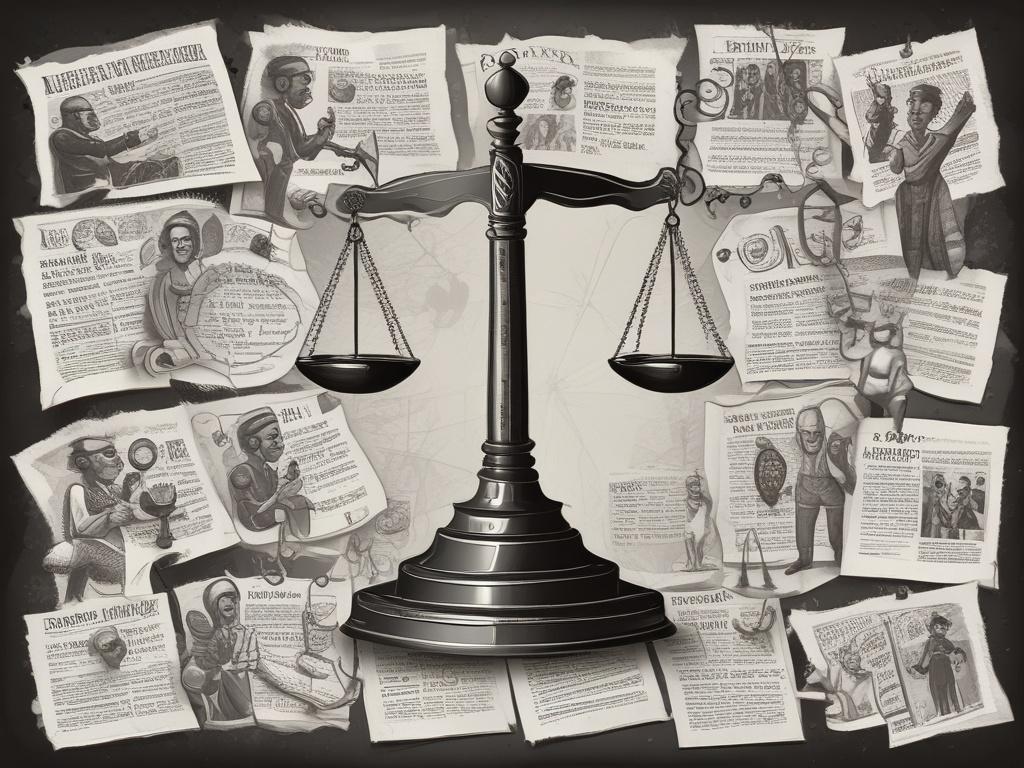 1. Justice scales
2. Magnifying glass
3. Gavel
4. Dark shadows
5. Broken chains
6. Hidden documents
7. Corruption symbols
8. Exposed secrets
9. Community empowerment
10. Investigative journalist
11. Transparency
12. Legal advocacy
13. Protest signs
14. Light illuminating darkness
15. Whistleblower
16. Public records
17. Ethical governance
18. Accountability
19. Civil rights
20. Truth seekers