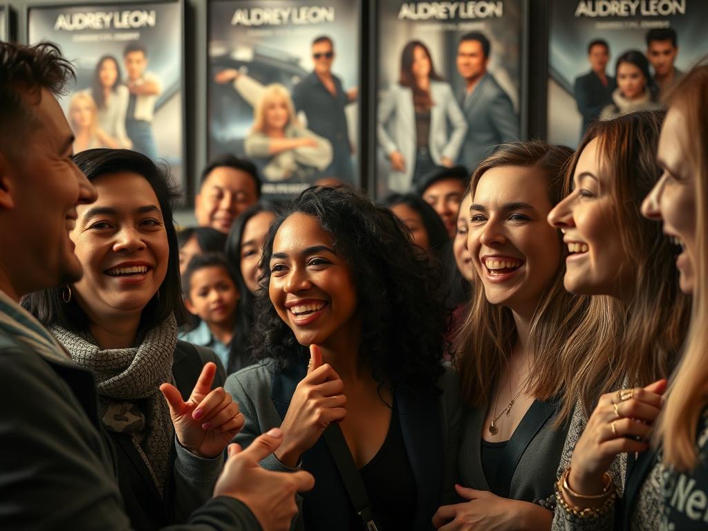 A close up shot of a diverse group of fans