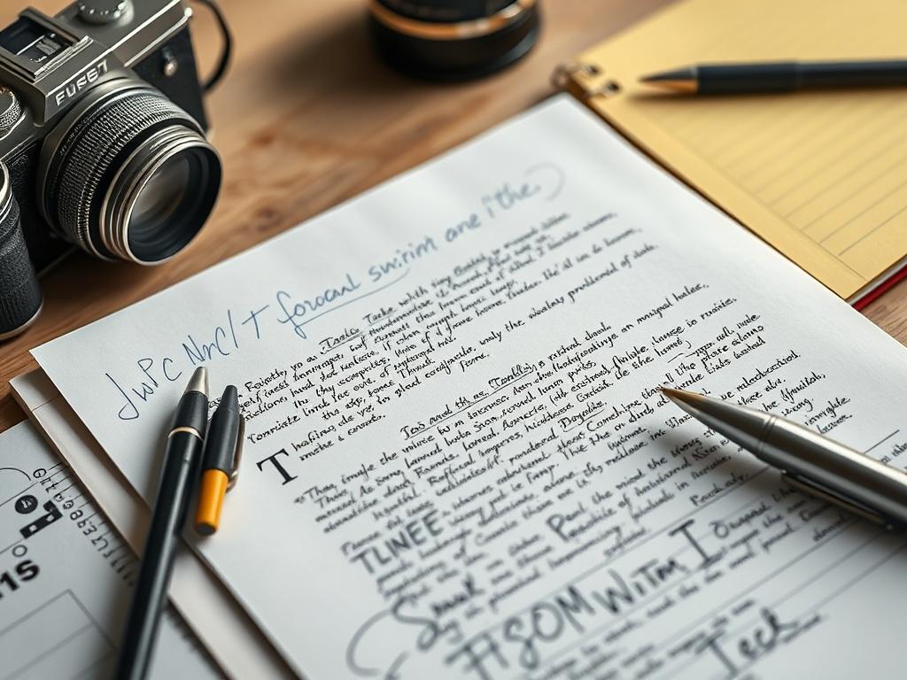 A hyper realistic close up shot of a film script