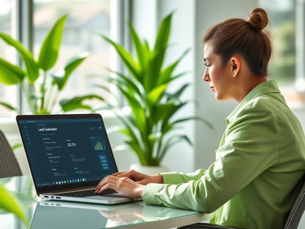 A modern office environment with a professional individual working on