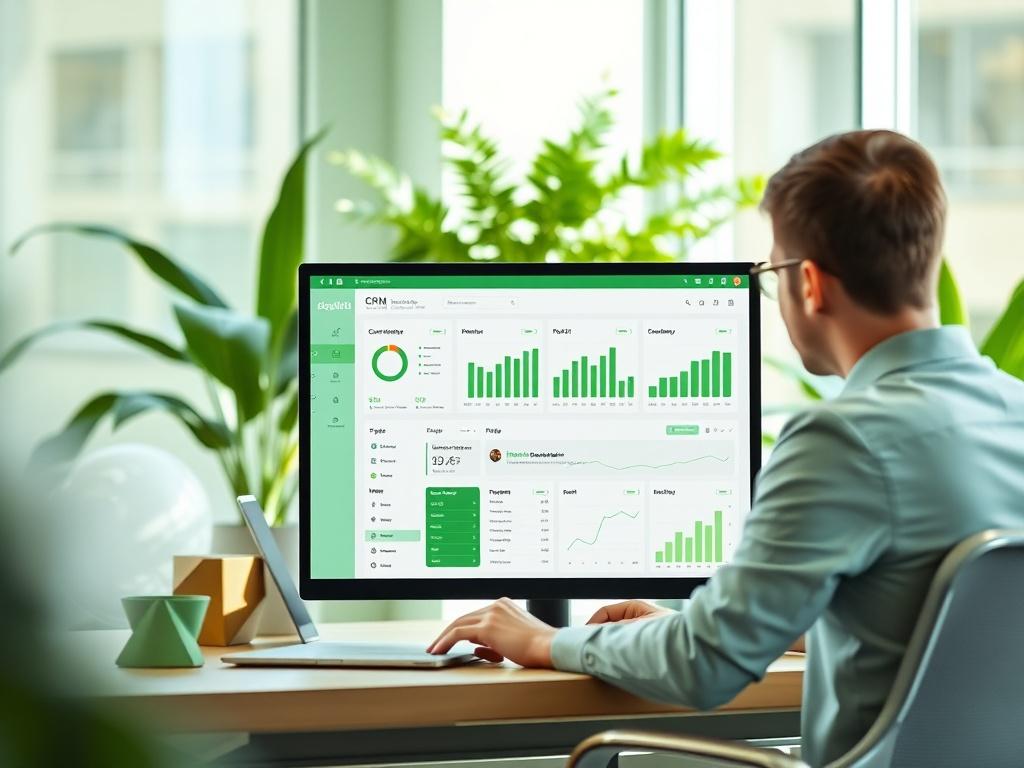 A modern office environment where a consultant is reviewing an