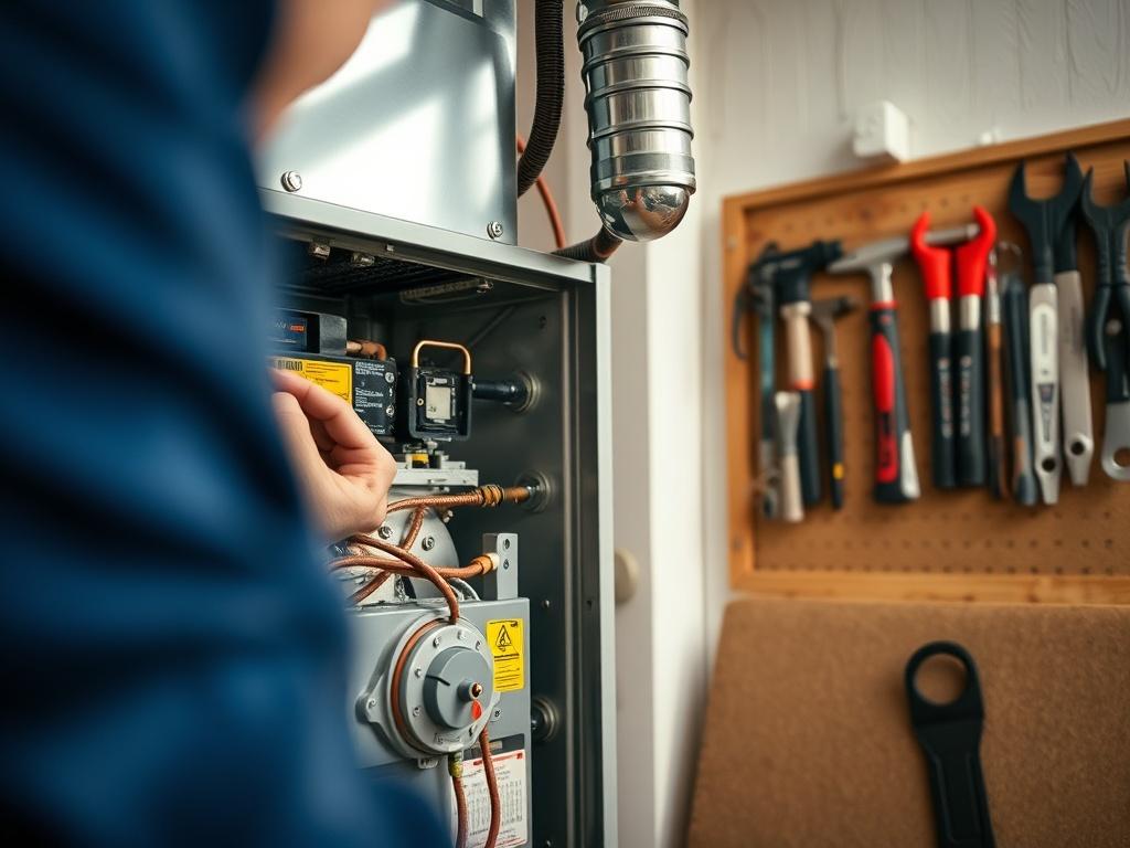 A close up shot of a new furnace being installed
