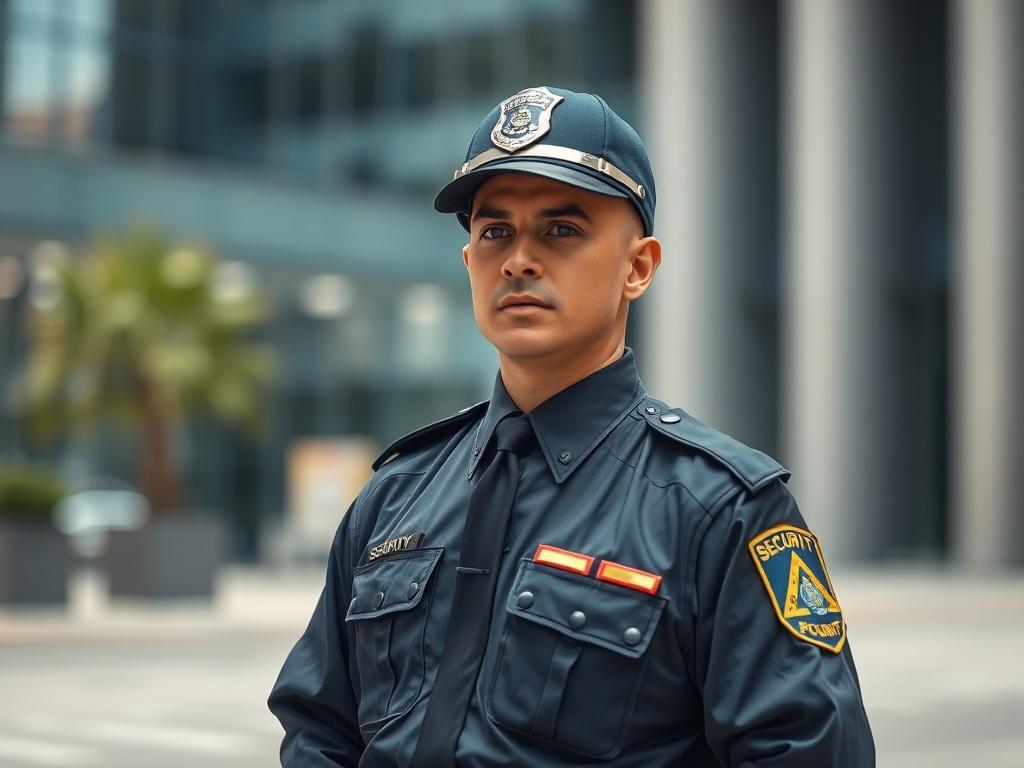 A hyper realistic close up shot of a professional security