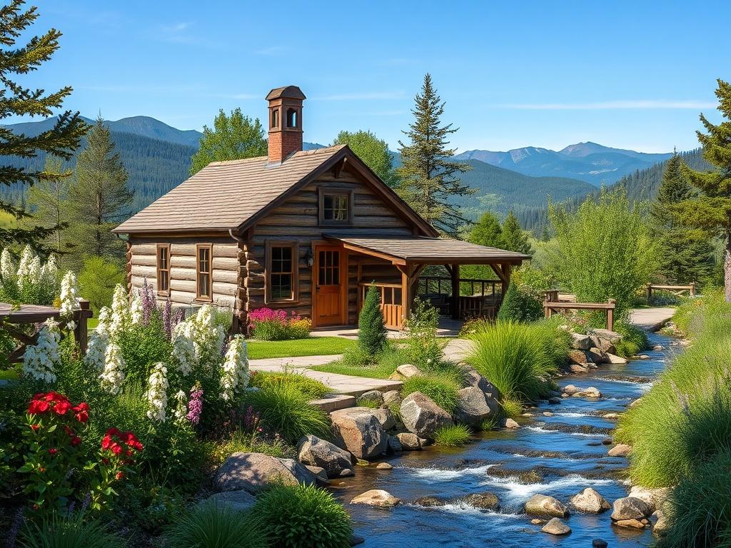 A picturesque view of the Little Boulder Creek Homestead, surrounded