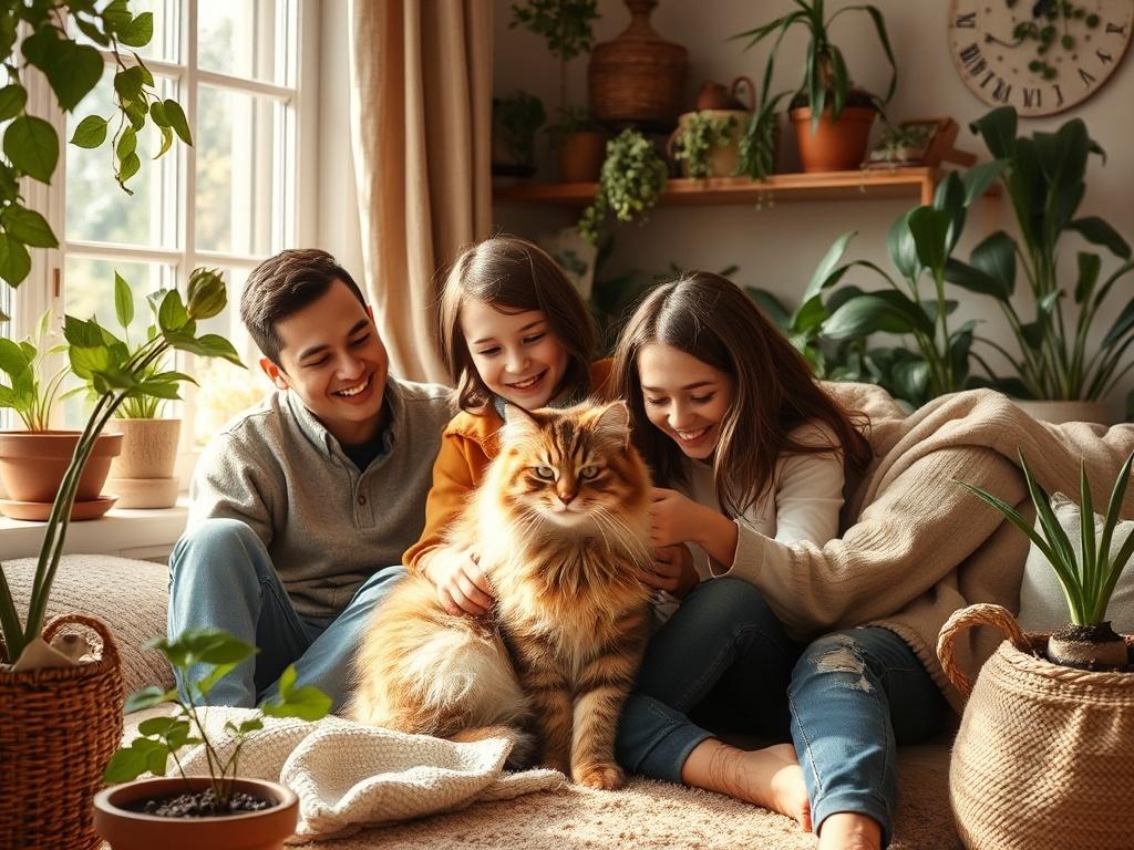 A cozy home environment with a family joyfully interacting with