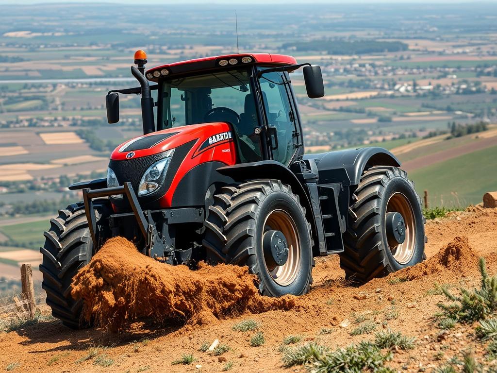 A close up shot of an all terrain agricultural tractor