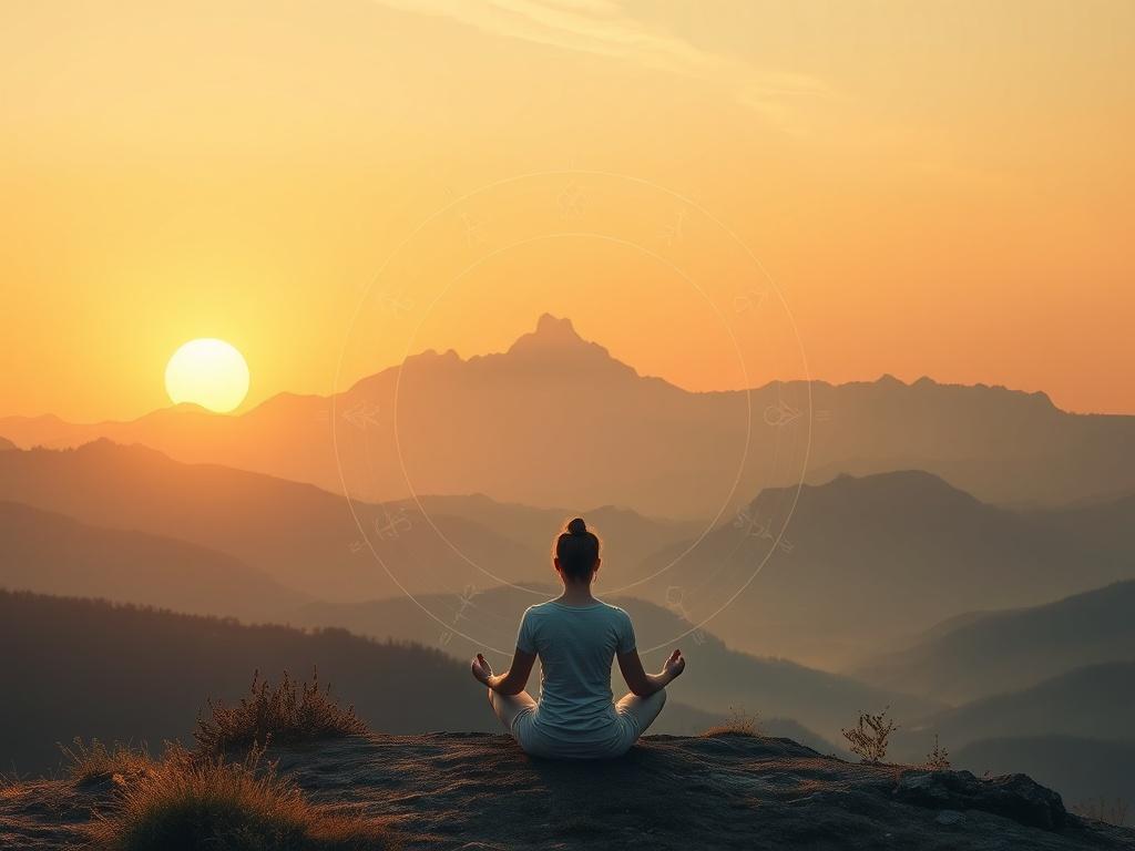 A beautiful landscape with mountains and a sunrise, symbolizing new