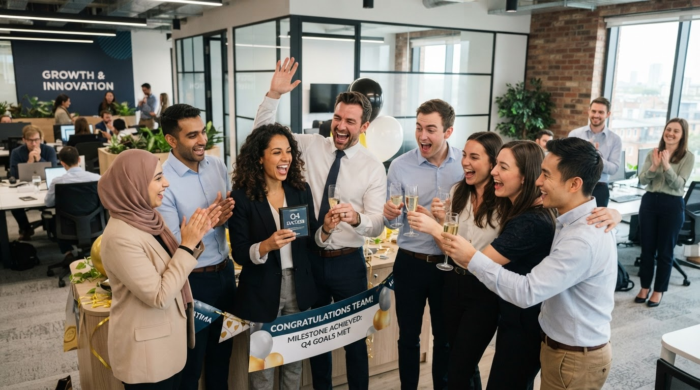 Team celebrating collective success