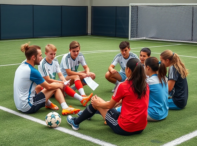 Small group of soccer players in training