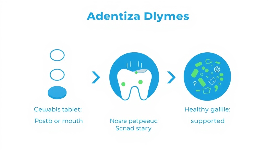 Step-by-step illustration of how Denta Biome works in your mouth