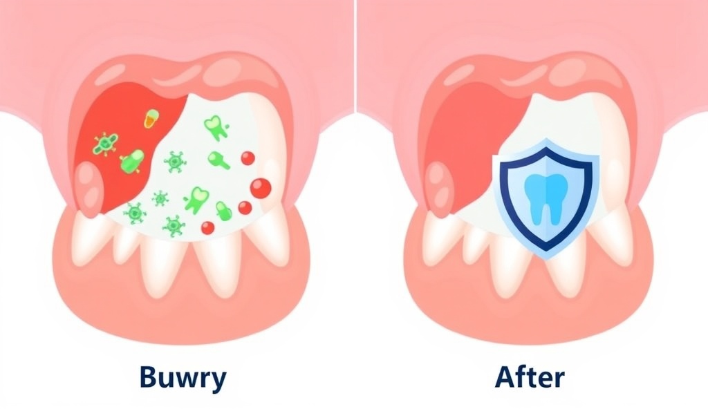 Before and after comparison showing improvement in oral health with Denta Biome