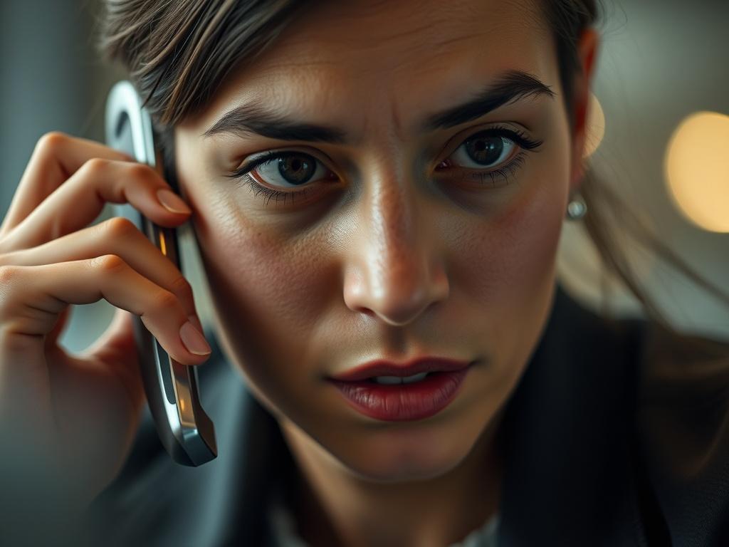A close up shot of a person on a phone,