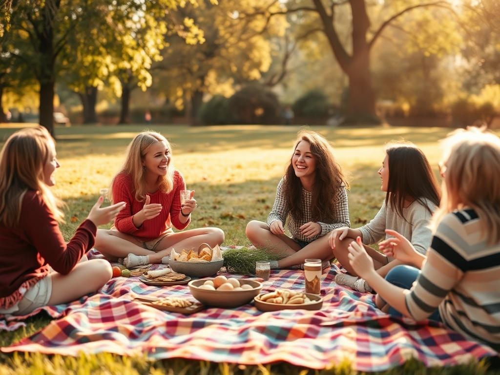 A delightful scene of a group of friends enjoying a